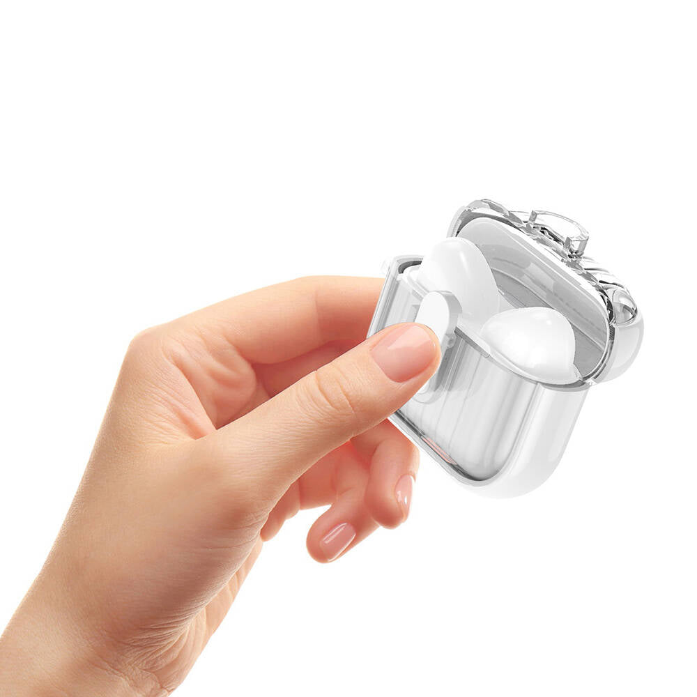 Airpods 4 Kılıf Kenarları Renkli Şeffaf Dilimli Silikon Zore Airbag 40 Kılıf Siyah