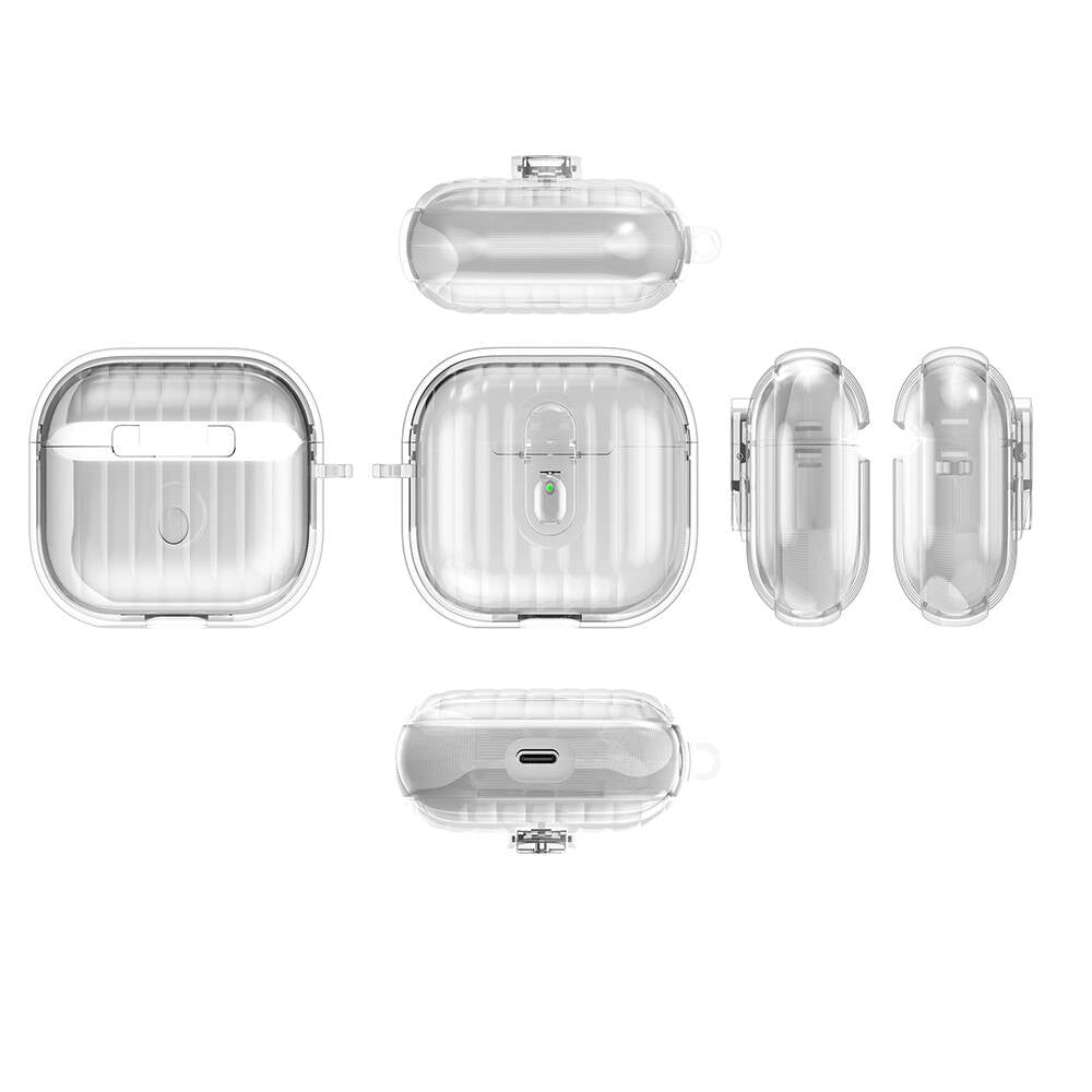 Airpods 4 Kılıf Kenarları Renkli Şeffaf Dilimli Silikon Zore Airbag 40 Kılıf Siyah