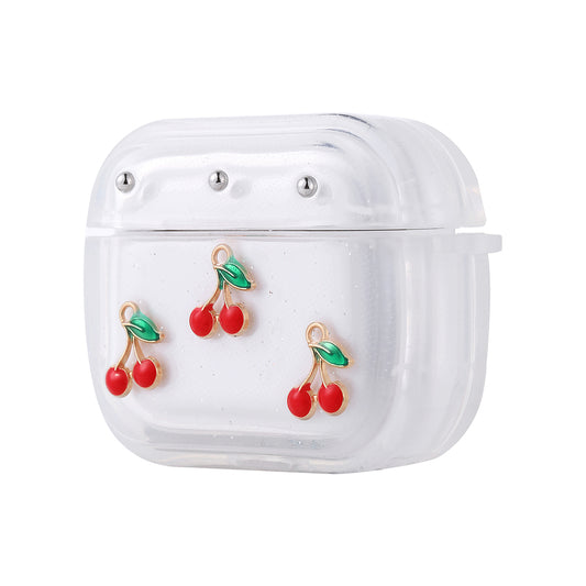 Apple Airpods 3. Nesil Zore Airbag 44 Airbag Tasarımlı Simli Şeffaf Kutup Kılıf Kiraz