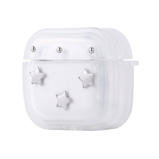 Apple Airpods 4 Zore Airbag 44 Airbag Tasarımlı Simli Şeffaf Kutup Kılıf Yıldız