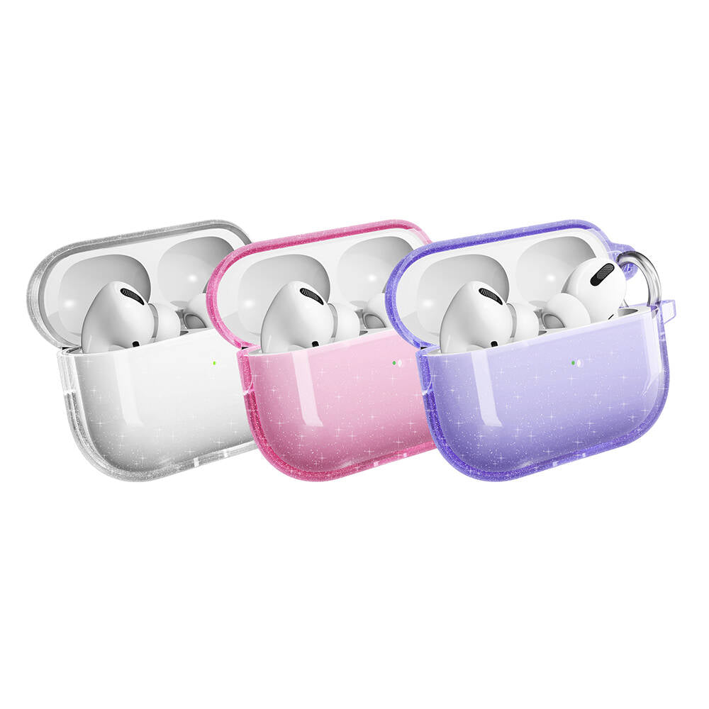 Apple Airpods Pro 2 Zore Allstar Airbag 32 Parlayan Simli Saydam Renkli Kılıf Pembe