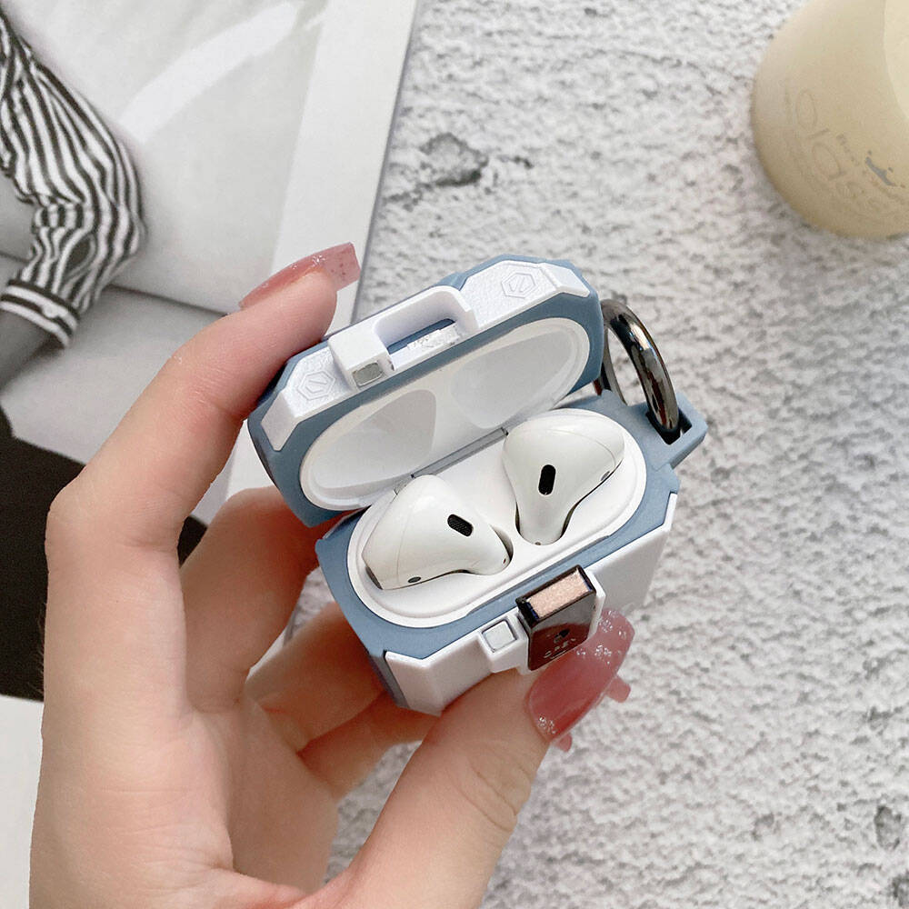 Apple Airpods Zore Airbag 35 Darbelere Karşı Dayanıklı Düğmeli Kılıf Siyah