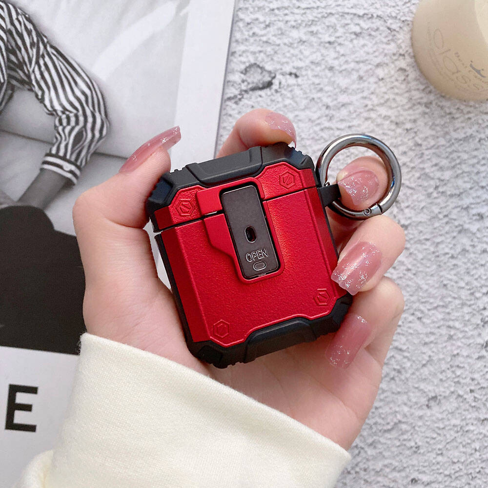 Apple Airpods Zore Airbag 35 Darbelere Karşı Dayanıklı Düğmeli Kılıf Siyah