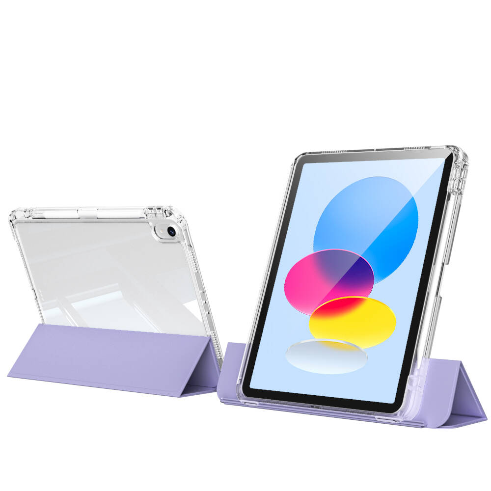 Apple iPad 10.9 2022 (10.Nesil) Kılıf Magnetik Ayrılabilen Airbagli Zore Sliding Tablet Kılıfı Lavender