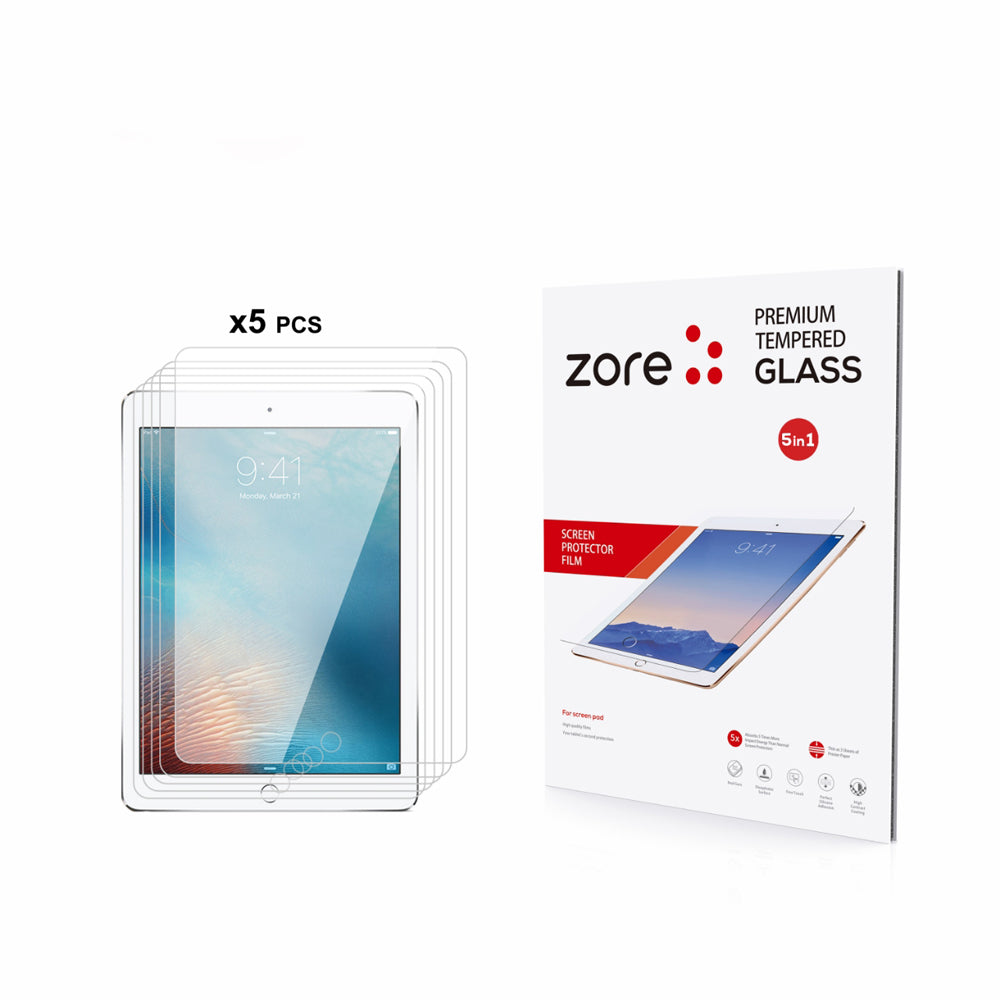 Apple iPad 9.7 2018 (6.Nesil) Zore 5in1 Tablet Temperli Cam Ekran Koruyucu Şeffaf