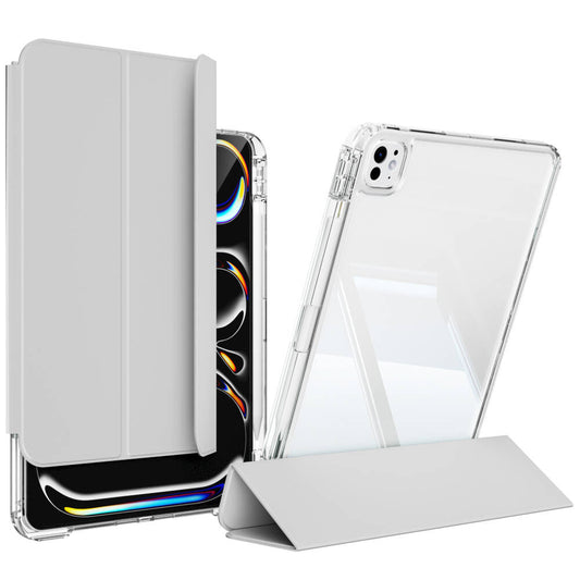 Apple iPad Pro 11 2024 Kılıf Magnetik Ayrılabilen Airbagli Zore Sliding Tablet Kılıfı Gri