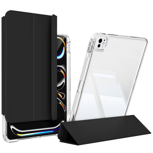 Apple iPad Pro 13 2024 Kılıf Magnetik Ayrılabilen Airbagli Zore Sliding Tablet Kılıfı Siyah
