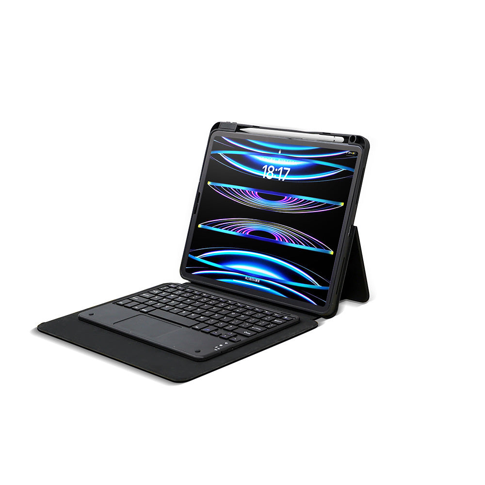Apple iPad Pro 13 2024 Zore Border Keyboard Bluetooh Bağlantılı Standlı Klavyeli Tablet Kılıfı Siyah