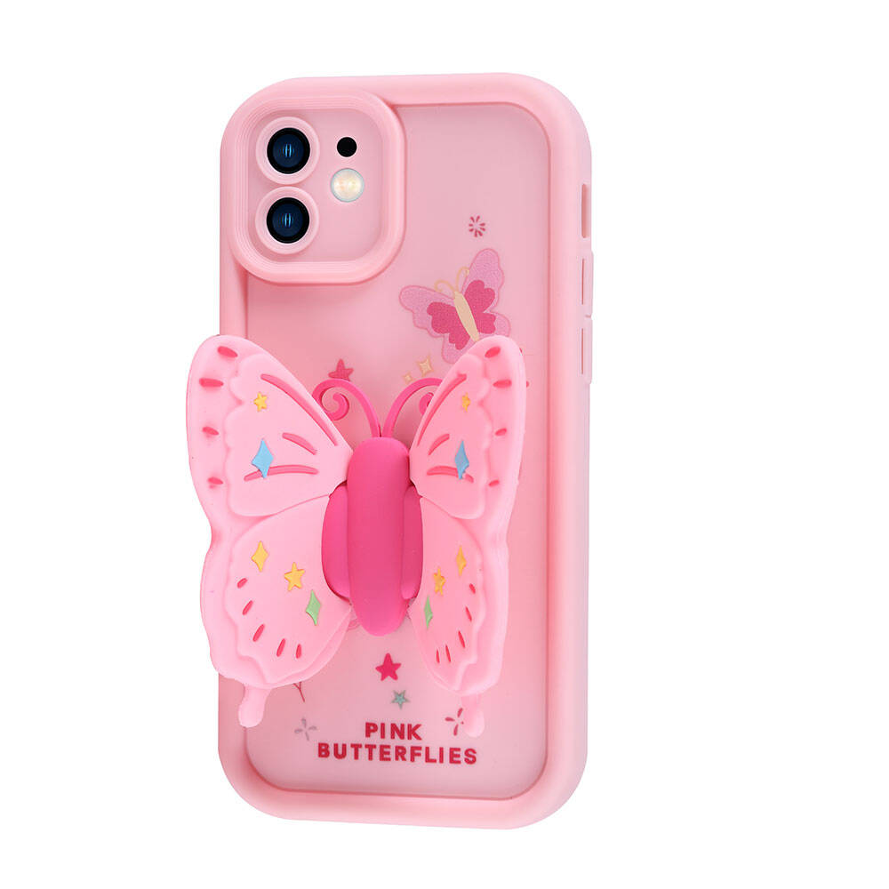 Apple iPhone 11 Kılıf Kamera Korumalı Figür Tasarımlı Zore Kapya Kapak Pembe Koyu