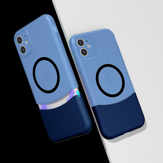 Apple iPhone 11 Kılıf M-Safe Şarj Özellikli Mıknatıslı Zore Duble Kapak Lacivert