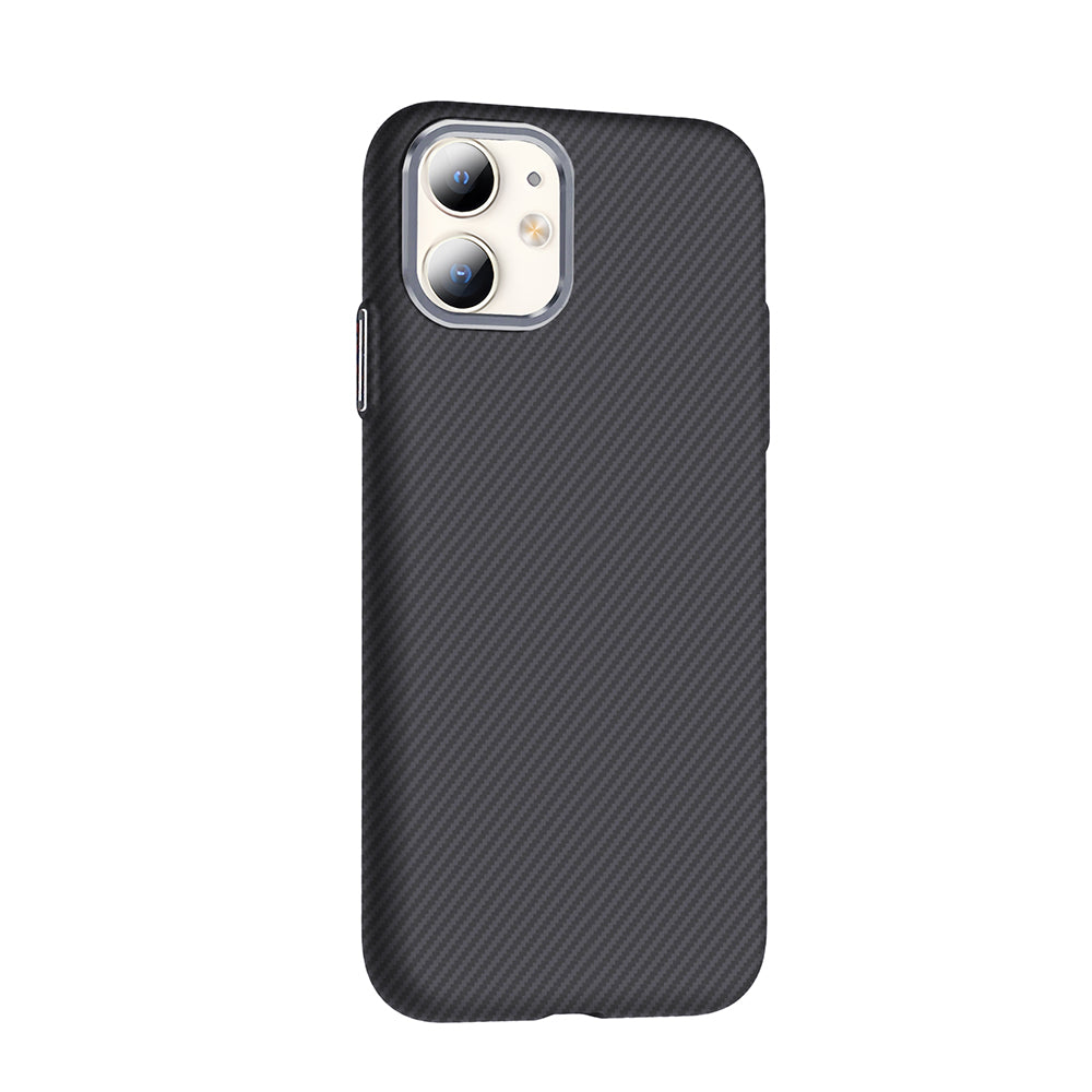 Apple iPhone 11 Kılıf M-safe Şarj Özellikli Karbon Fiber Görünümlü Zore Gros Kapak Gri-Siyah