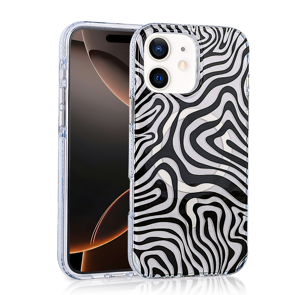 Apple iPhone 11 Kılıf M-safe Şarj Özellikli Zore Jago Kapak Siyah-Beyaz