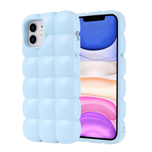 Apple iPhone 12 Kılıf Parlak Esnek Silikon Zore Dom Dom Kapak Mavi