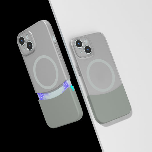 Apple iPhone 13 Kılıf M-Safe Şarj Özellikli Mıknatıslı Zore Duble Kapak Gri