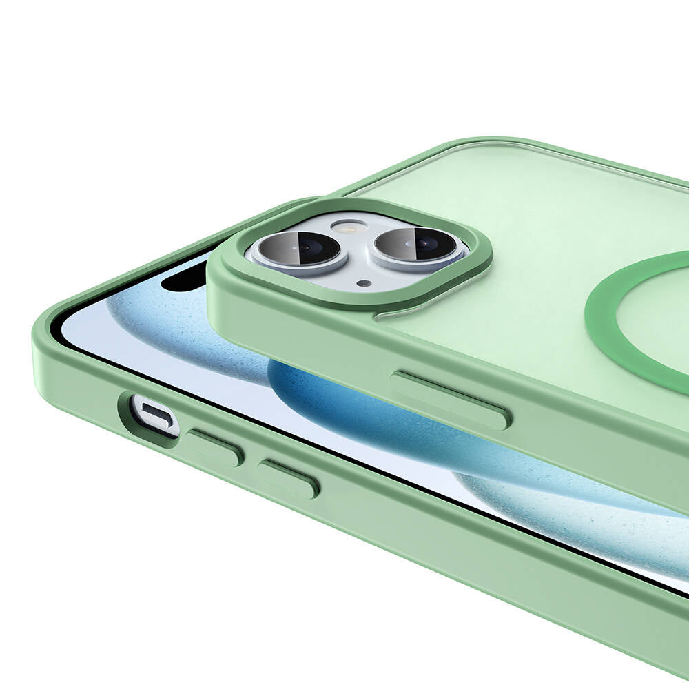 Apple iPhone 13 Kılıf M-safe Şarj Özellikli Mat Arka Yüzey Zore Sio Kapak Koyu Yeşil