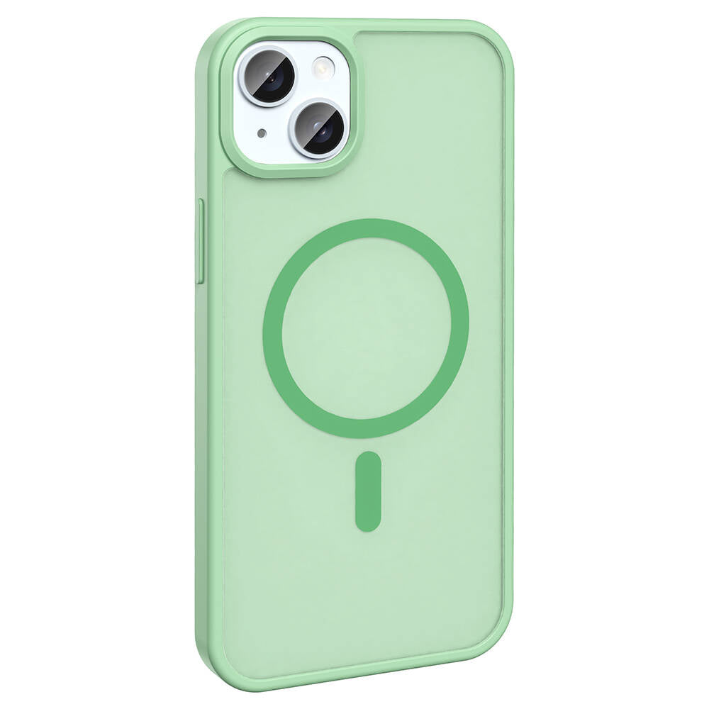 Apple iPhone 13 Kılıf M-safe Şarj Özellikli Mat Arka Yüzey Zore Sio Kapak Koyu Yeşil