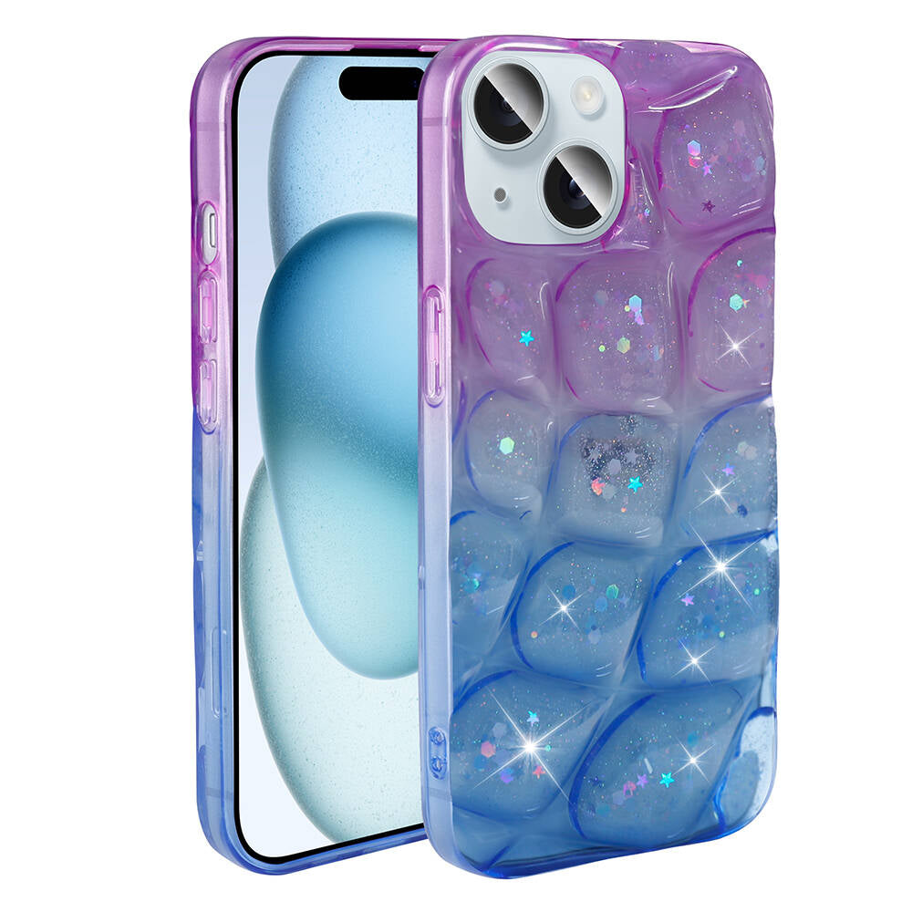 Apple iPhone 13 Kılıf Simli 3D Desenli Zore Hacar Kapak Beyaz