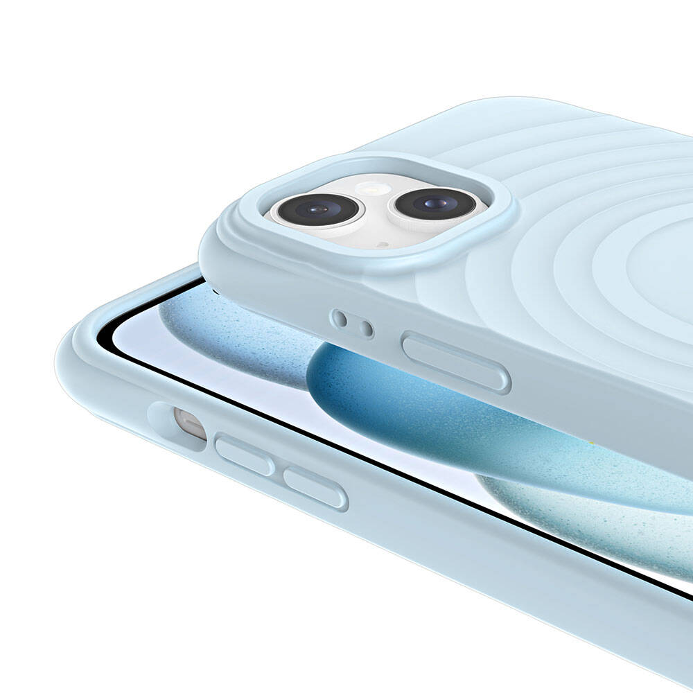 Apple iPhone 13 M-safe Şarj Özellikli Airbagli Mat Görünümlü Zore Hepi Kapak Mavi Açık