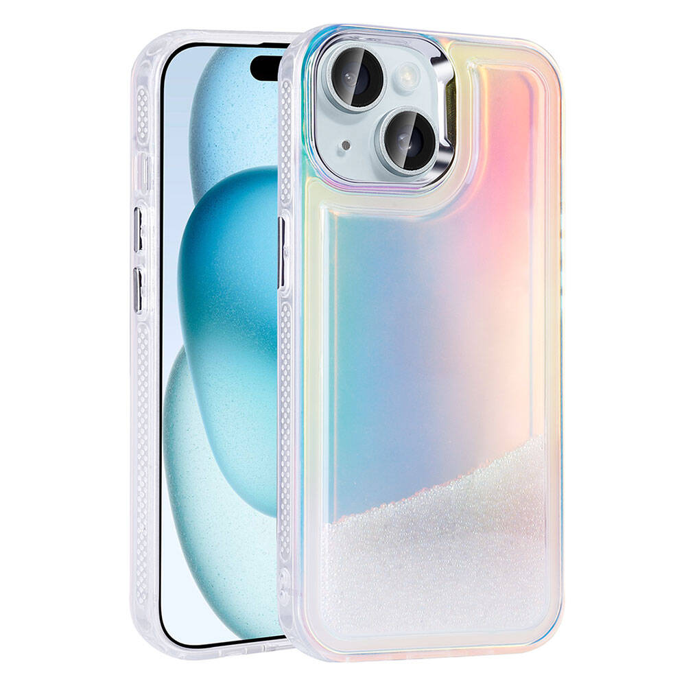 Apple iPhone 14 Kılıf Airbagli Renkli Arka Yüzey Boncuk Tasarımlı Zore Kumul Kapak Pembe