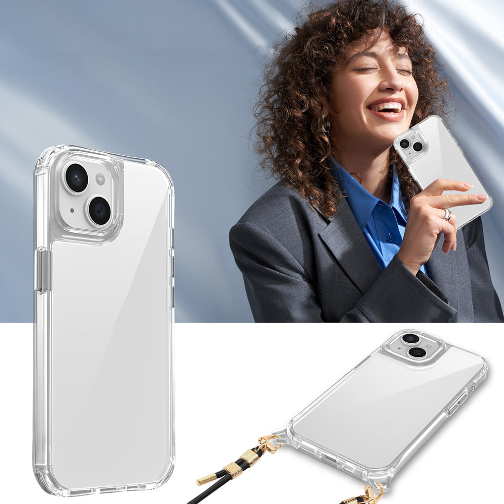Apple iPhone 14 Kılıf Airbagli Takılabilir Askı Aparatlı Zore Snap Silikon Kapak Şeffaf