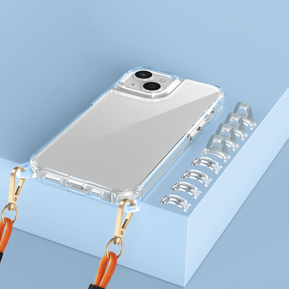 Apple iPhone 14 Kılıf Airbagli Takılabilir Askı Aparatlı Zore Snap Silikon Kapak Şeffaf
