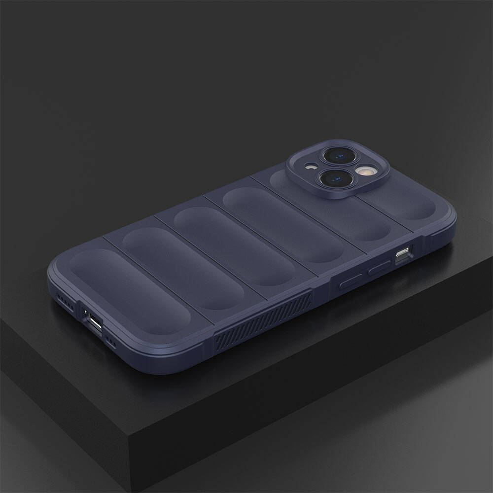 Apple iPhone 14 Kılıf Esnek TPU Oyuklu Arka Yüzey Tasarımlı Zore Etnik Silikon Kapak Lacivert