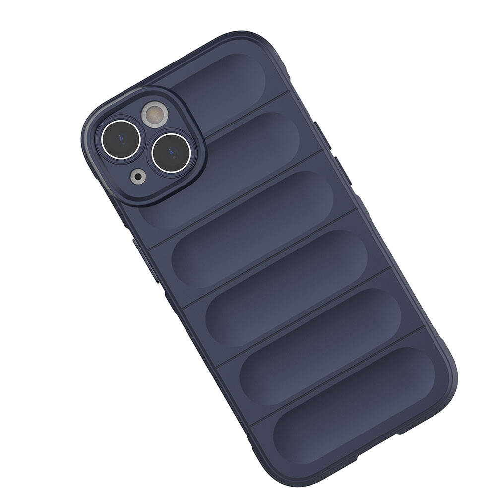 Apple iPhone 14 Kılıf Esnek TPU Oyuklu Arka Yüzey Tasarımlı Zore Etnik Silikon Kapak Lacivert