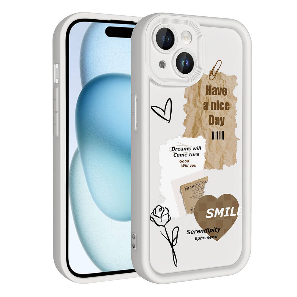 Apple iPhone 14 Kılıf Kamera Korumalı Baskılı Arka Yüzey Zore Klas Kapak Siyah