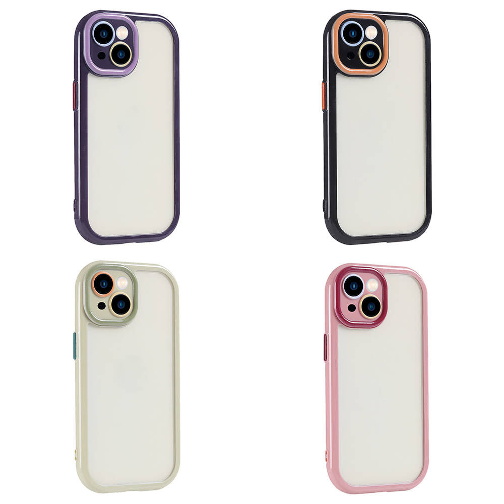 Apple iPhone 14 Kılıf Kamera Korumalı Renkli Kenar ve Çerçeve Tasarımlı Zore Vitamin Kapak Siyah