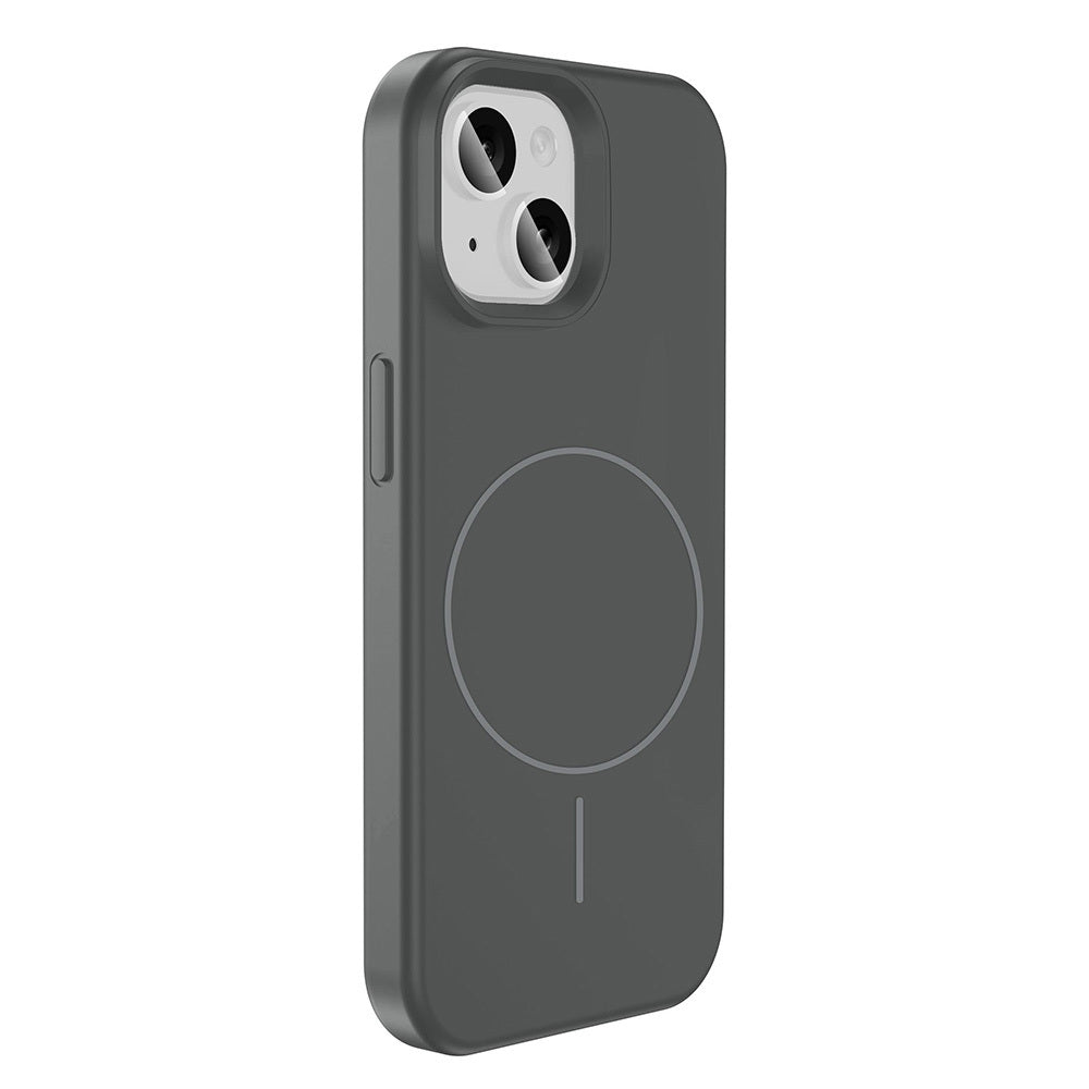 Apple iPhone 14 Kılıf M-safe Şarj Özellikli Sıvı Teknolojili Silinebilir Sert Zore Kivi Kapak Titanyum-Gri
