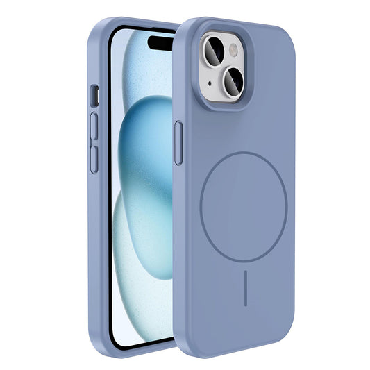 Apple iPhone 14 Kılıf M-safe Şarj Özellikli Sıvı Teknolojili Silinebilir Sert Zore Kivi Kapak Lavendery Gray