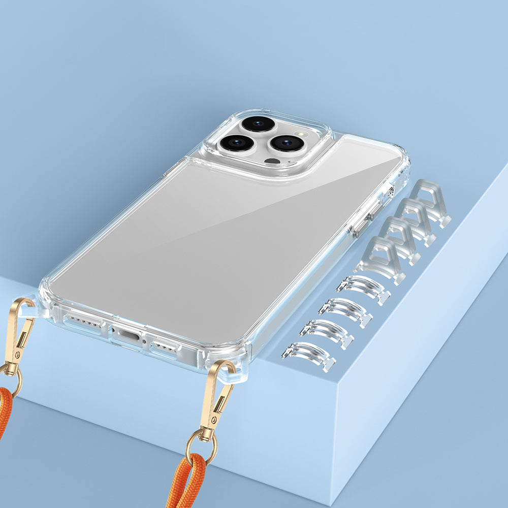 Apple iPhone 14 Pro Kılıf Airbagli Takılabilir Askı Aparatlı Zore Snap Silikon Kapak Şeffaf