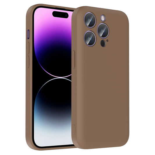 Apple iPhone 14 Pro Kılıf Kamera Korumalı Kartlık Hazneli Zore Vitra Kapak Kahverengi