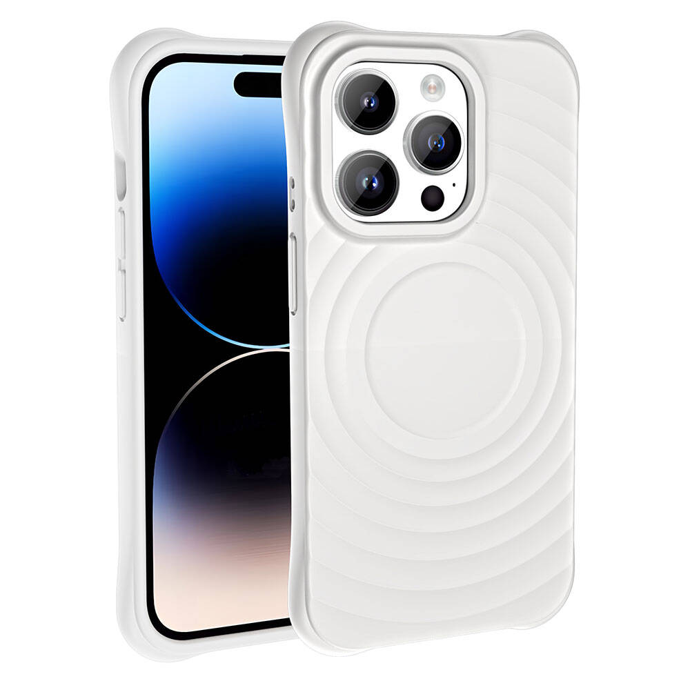 Apple iPhone 14 Pro M-safe Şarj Özellikli Airbagli Mat Görünümlü Zore Hepi Kapak Beyaz