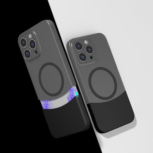 Apple iPhone 14 Pro Max Kılıf M-Safe Şarj Özellikli Mıknatıslı Zore Duble Kapak Siyah