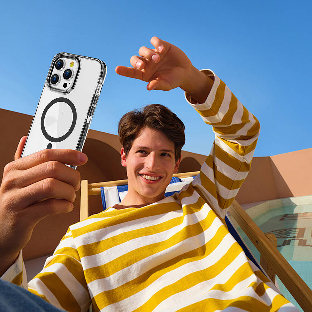 Apple iPhone 14 Pro Max Kılıf M-safe Şarj Özellikli Airbagli Takılabilir Askı Aparatlı Zore Nana Kapak Mor