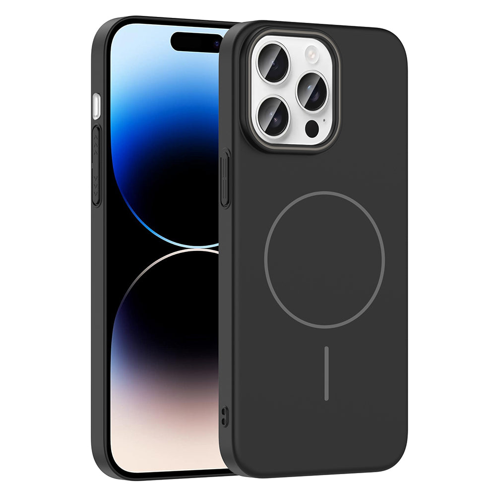 Apple iPhone 14 Pro Max Kılıf M-safe Şarj Özellikli Zore Ruby Sert Kapak Desert Titanyum