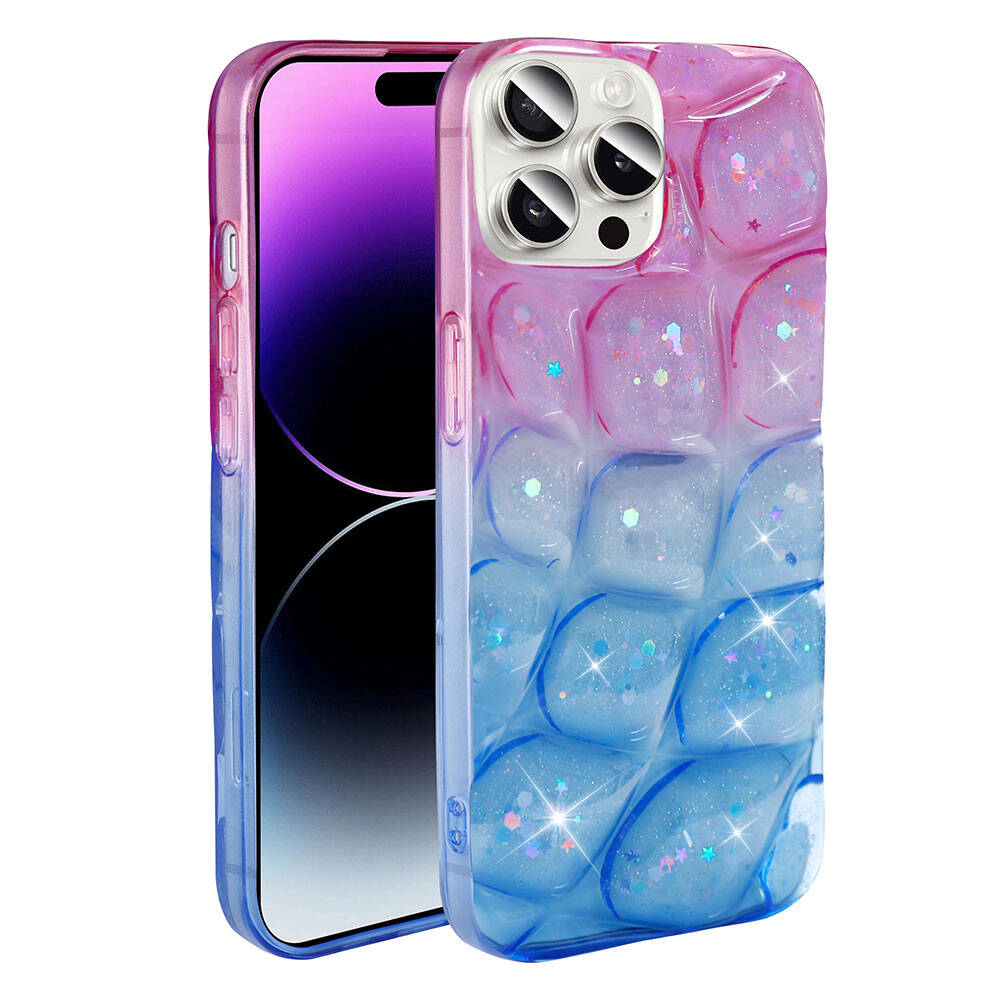 Apple iPhone 14 Pro Max Kılıf Simli 3D Desenli Zore Hacar Kapak Beyaz