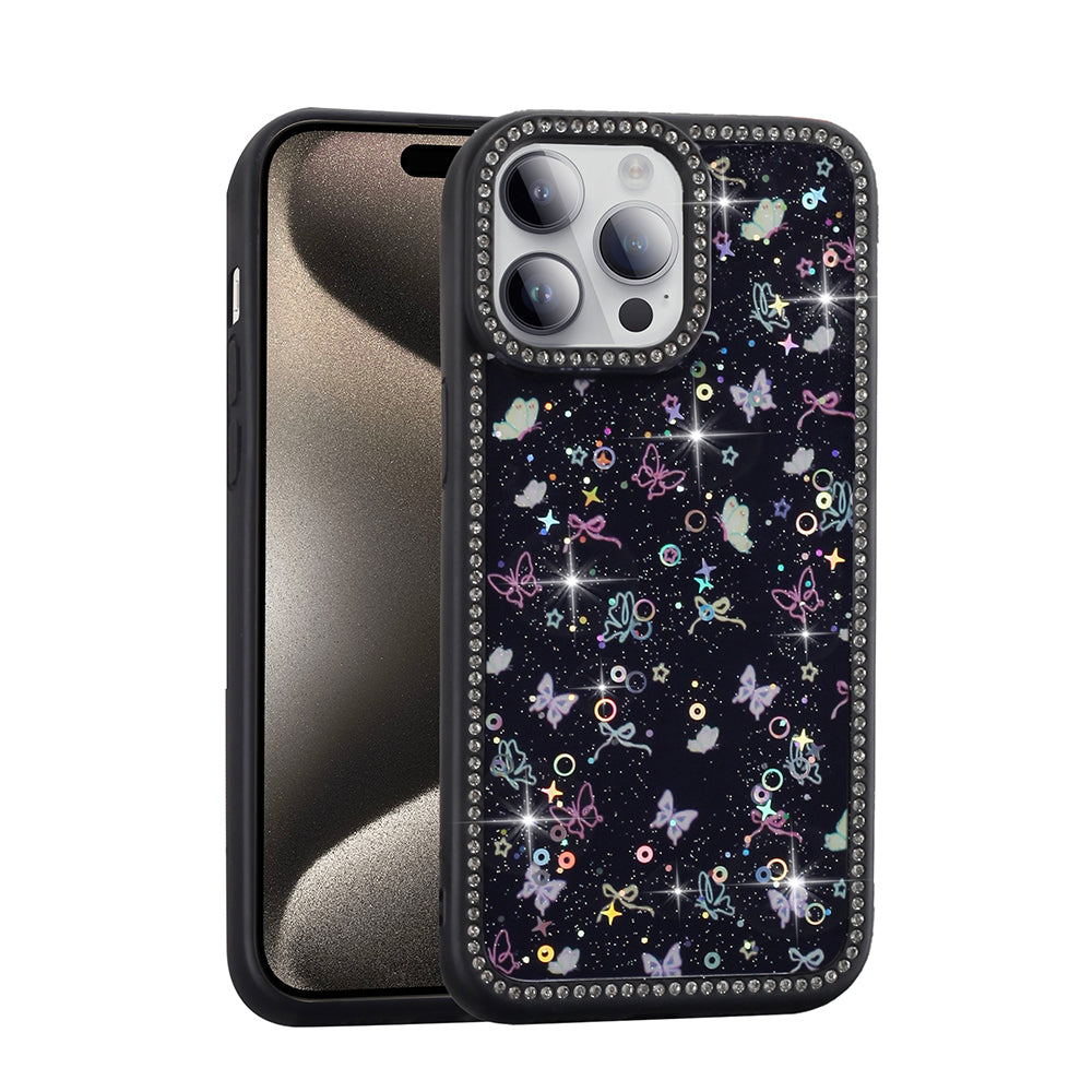 Apple iPhone 14 Pro Max Kılıf Taşlı ve Simli Tasarım Zore Azra Kapak Pembe