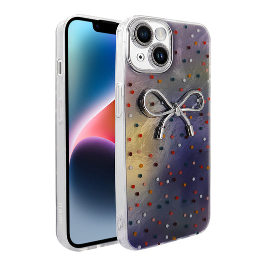 Apple iPhone 15 Kılıf Kamera Korumalı Figürlü Zore Ponti Silikon Kapak Lila