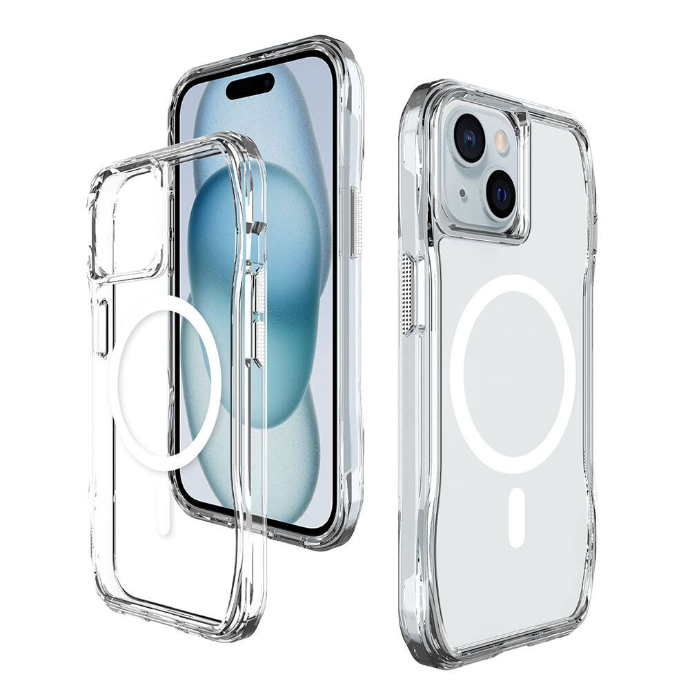 Apple iPhone 15 Kılıf M-safe Şarj Özellikli Airbagli Şeffaf Zore İncek Kapak Şeffaf