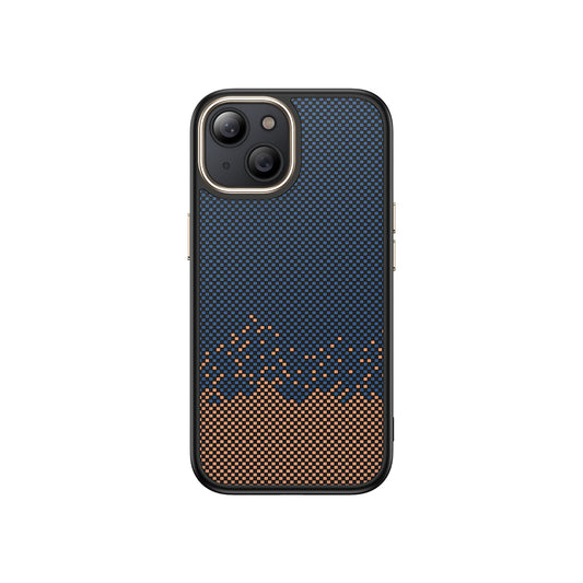 Apple iPhone 15 Kılıf M-safe Şarj Özellikli Karbon Fiber Görünümlü Zore Antina Kapak Mavi