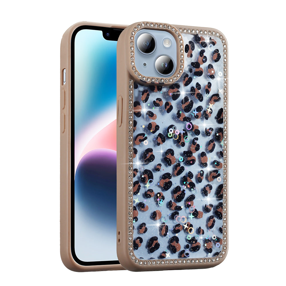 Apple iPhone 15 Kılıf Taşlı ve Simli Tasarım Zore Azra Kapak Gold