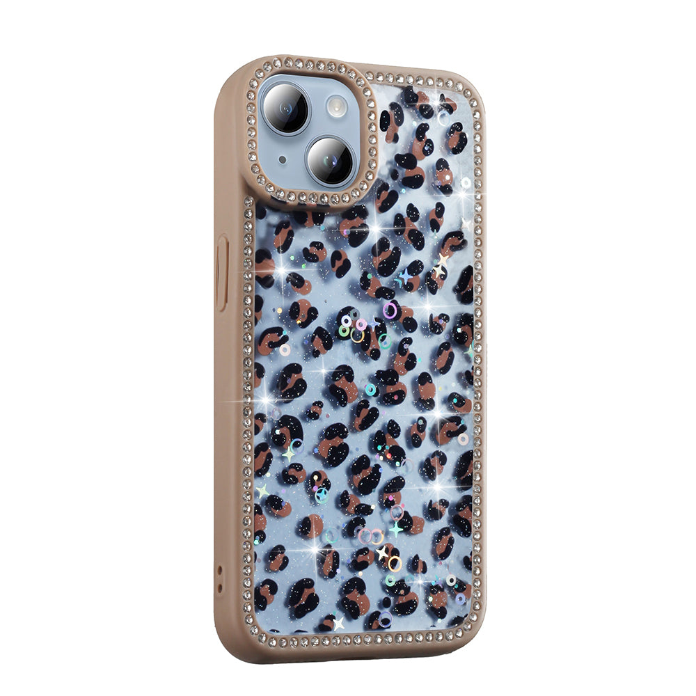 Apple iPhone 15 Kılıf Taşlı ve Simli Tasarım Zore Azra Kapak Pembe