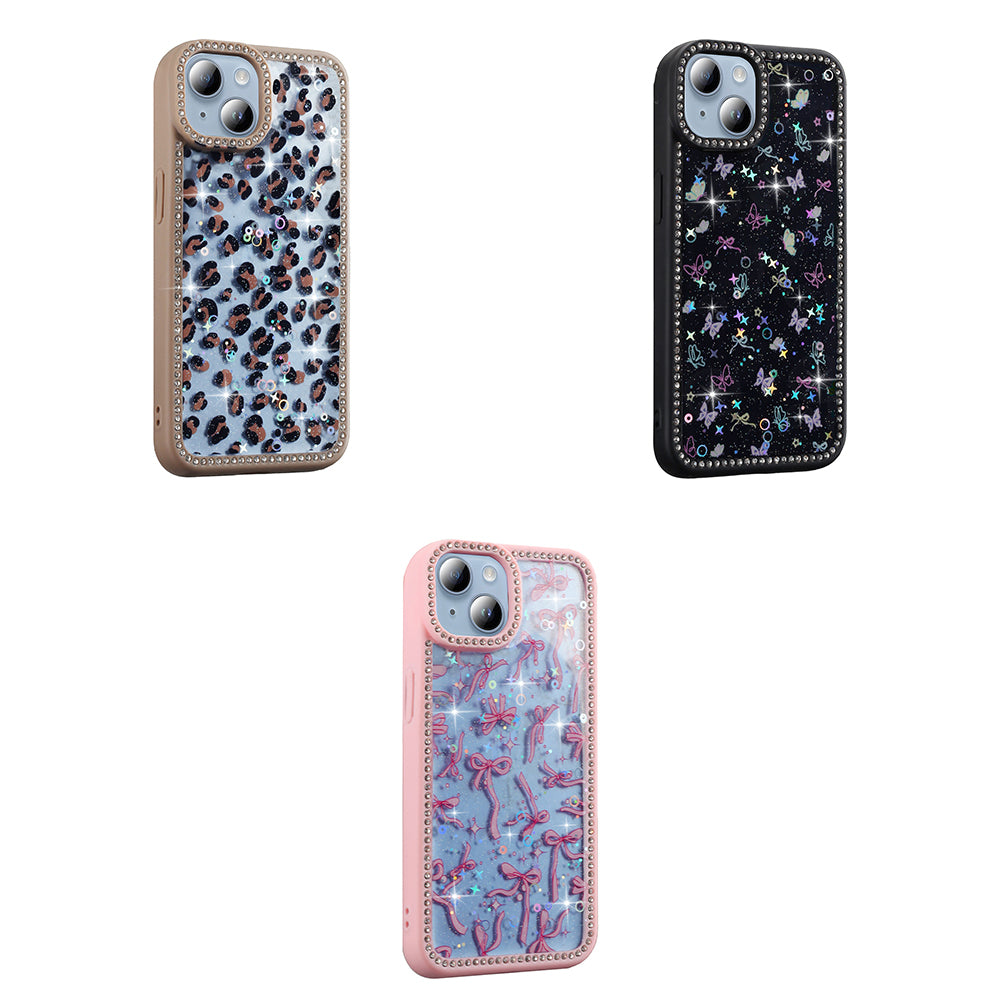 Apple iPhone 15 Kılıf Taşlı ve Simli Tasarım Zore Azra Kapak Gold