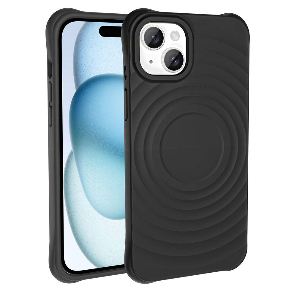 Apple iPhone 15 Plus M-safe Şarj Özellikli Airbagli Mat Görünümlü Zore Hepi Kapak Siyah