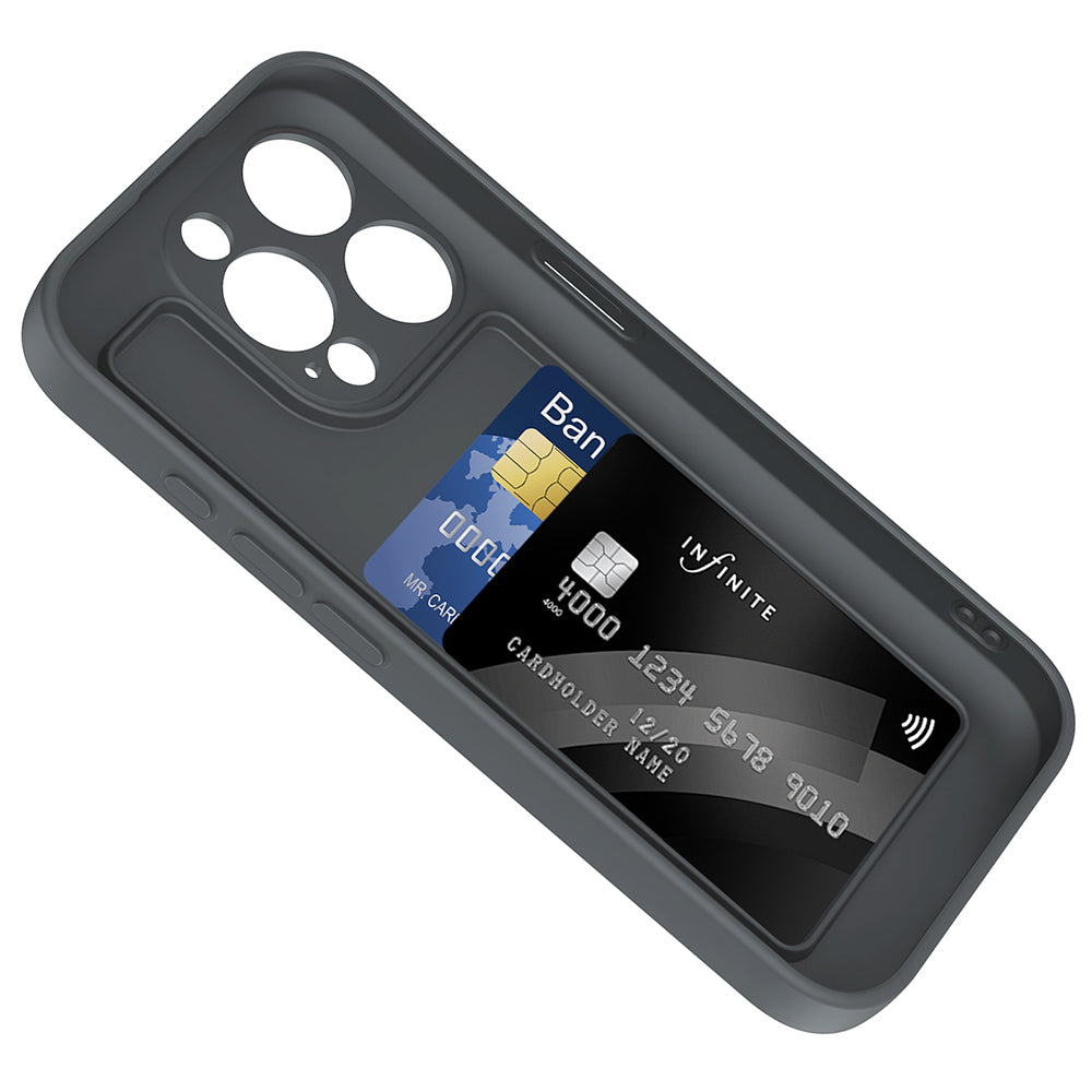 Apple iPhone 15 Pro Kılıf Kamera Korumalı Kartlık Hazneli Zore Vitra Kapak Kahverengi