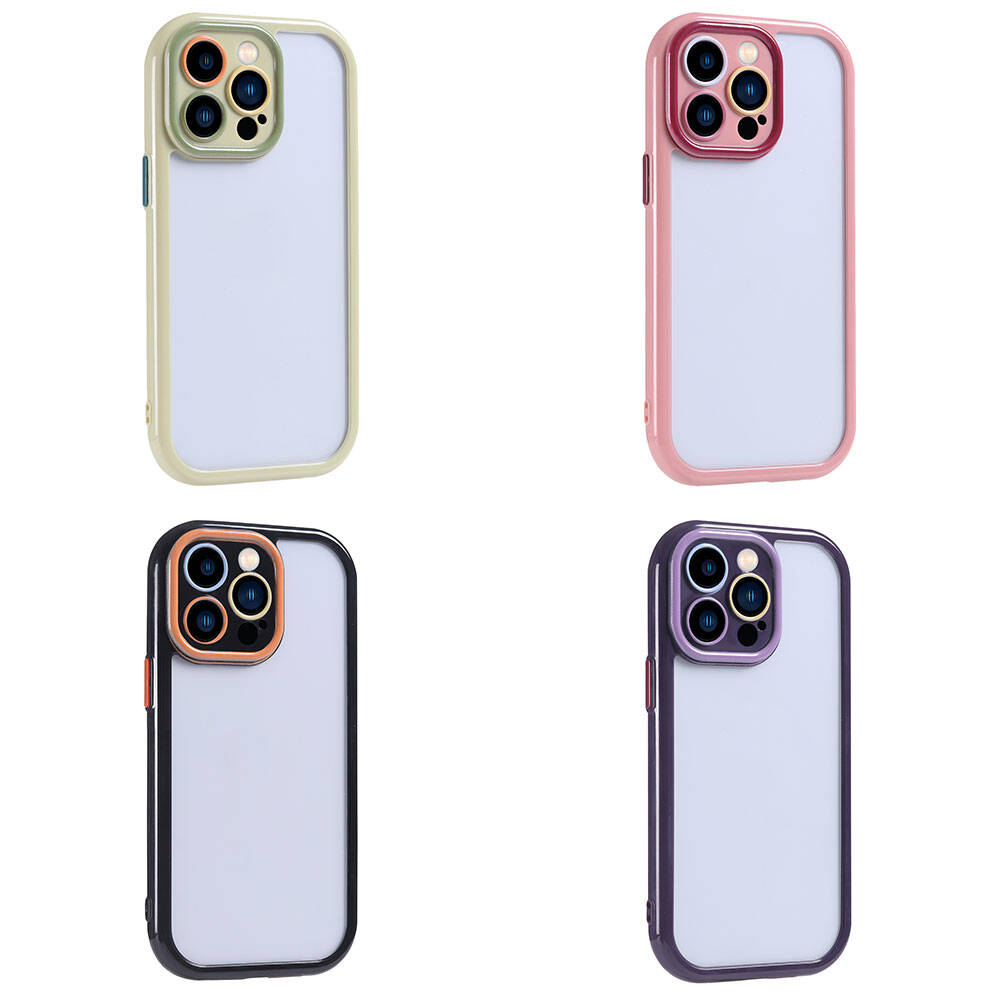 Apple iPhone 15 Pro Kılıf Kamera Korumalı Renkli Kenar ve Çerçeve Tasarımlı Zore Vitamin Kapak Siyah