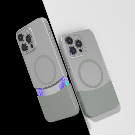 Apple iPhone 15 Pro Kılıf M-Safe Şarj Özellikli Mıknatıslı Zore Duble Kapak Gri