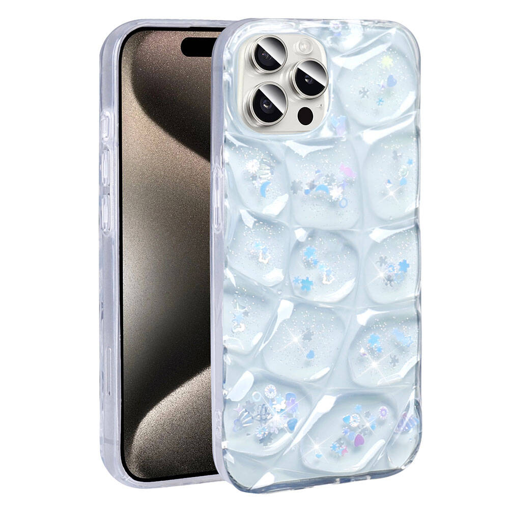 Apple iPhone 15 Pro Kılıf Simli 3D Desenli Zore Hacar Kapak Pembe-Mor